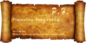 Popovics Henrietta névjegykártya