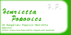 henrietta popovics business card